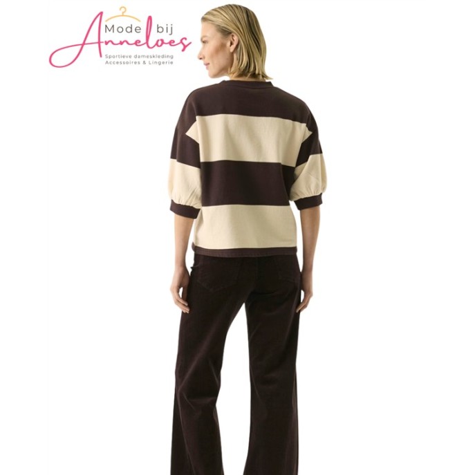 Garcia sweater brede streep T260261 Bruin Ecru